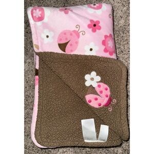 Baby Starters‎ Pink Tan Brown Ladybug Blanket Soft Sherpa Security Lovey 30x40"